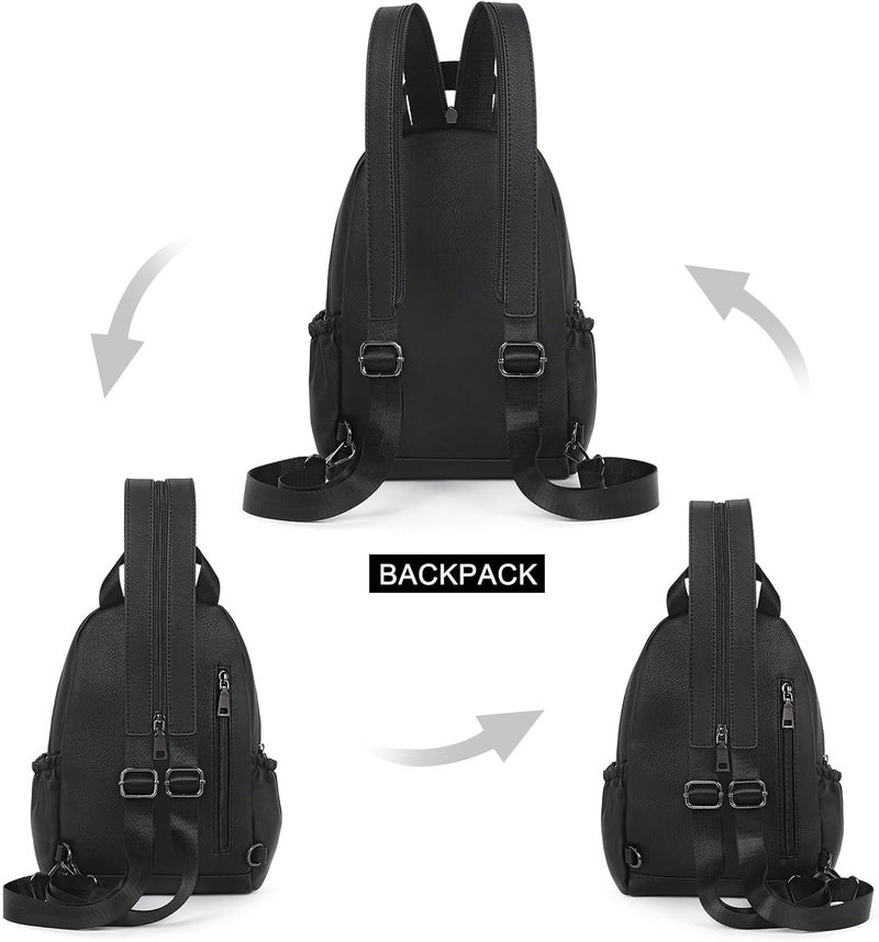 CLUCI Sling Bag for Women Leather Women's Backpack Small Convertible Backpack Purse Crossbody Bag for Travel - Image 3